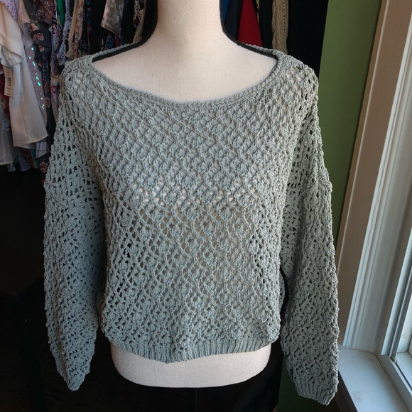 Women's Moon & Madison Sweater XL Blue Open Knit/green - Picture 11 of 11